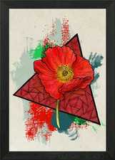 Red Poppy Light Framed Wall
