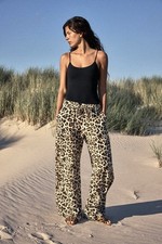 NEW Zara Leopard Print Wide Leg Trousers Women’s Size XS Uk