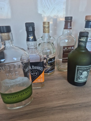 Empty alcohol bottles rum - alcohol,