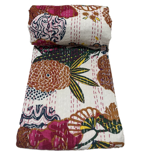 Indian kantha quilt bedspread - indian,