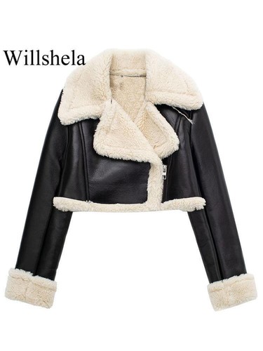 Women faux leather jacket - women's,