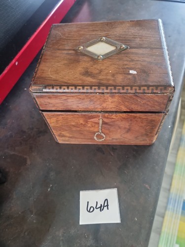 Antique wooden tea caddy - tea,