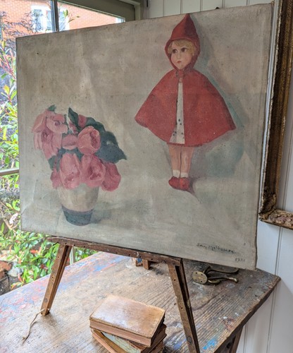 Antique oil canvas painting - on,