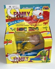 Vintage Fun Time Row Boat Pig Plastic Windup Bath Toy NOS Rare