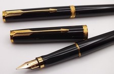PARKER 75 PREMIER BLACK FOUNTAIN PEN/BALLPOINT SET, ONYX JEWELS, MINTY