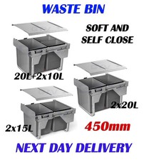CARGO PULL OUT RECYCLE BIN KITCHEN HINGED  DOOR  BIN SOFT AND SELF CLOSE 450mm