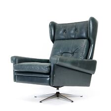 Retro Vintage Danish Svend Skippers Leather Swivel Base Chair Armchair 1960s 70s