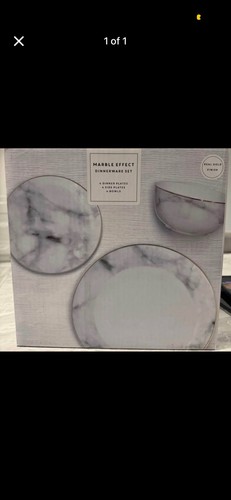 Dunelm marble and gold dinner - gold,