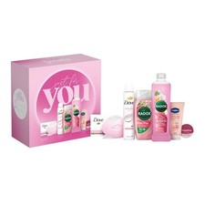 Pretty Pink Women's Gift Set - Dove, Radox, Vaseline | 6-Piece Pamper Box