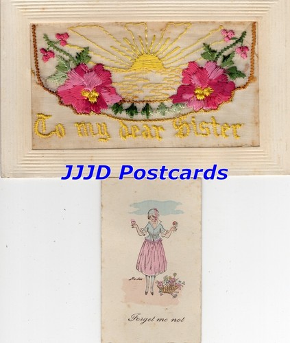 Embroidered silk postcard to - embroidered,