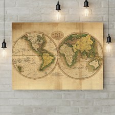 The World Map Vintage - Canvas Wall Art Rolled Print - Various Sizes