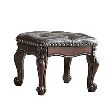  Small Footstool Brown Leather