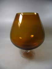 Vintage 1970 Oversized Brandy Glass Extra Large Vase Empoli Style Retro 24cm H