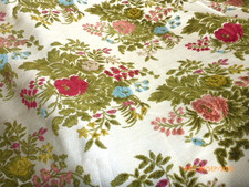 Large Panel Antique Floral Cut Velvet Reclaimed Fabric Textile 68" x 126"