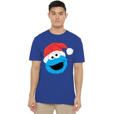 Sesame Street Scribble Christmas Cookie Monster T-Shirt S-3XL, Royal