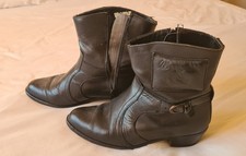 Vintage Black Wrangler Mens Ankle Cowboy Western Leather Boots Size 8
