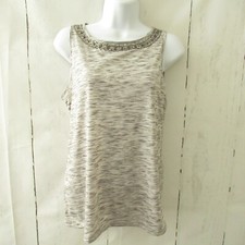 Ann Taylor LOFT Tank Top S Small Gray Heather Rhinestone
