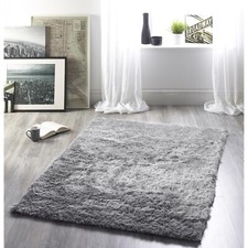 DAZZLE SPARKLE SILVER SILKY PILE GLAMOUR SHAGGY RUG 160 x 230cm