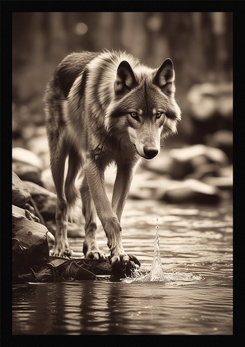 Wild wolf art - wolf, framed