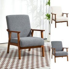 Armchair with Wide Seat Wood Frame Boucle Accent Chair for Living Room