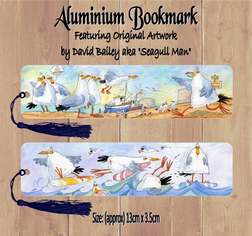 Funny seagulls metal bookmark - funny,