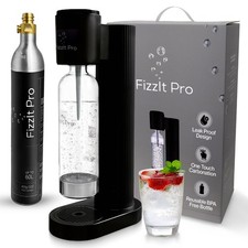 FizzitPro Sparkling Water Soda Maker +  CO₂ Gas Cylinder & BPA-Bottle -BLACK
