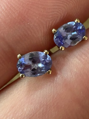 Small tanzanite stud earrings - tanzanite,