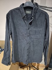 Mens Black Cord Long Sleeve Shirt Size M Medium M&S Immaculate Condition
