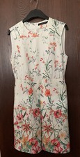 NEW ZARA CREAM FLORAL ORANGE RED GREEN DRESS SIZE EUR M BNWOT