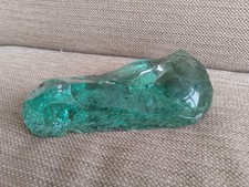 ANTIQUE VICTORIAN GREEN GLASS DUMP END OF DAY GLASS PAPERWEIGHT NATURAL 739g