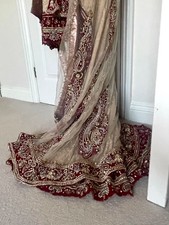 Asian Bridal Beige & Red Wedding Dress  Size 8