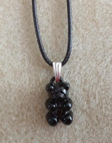 Black gummy teddy bear charm - black,