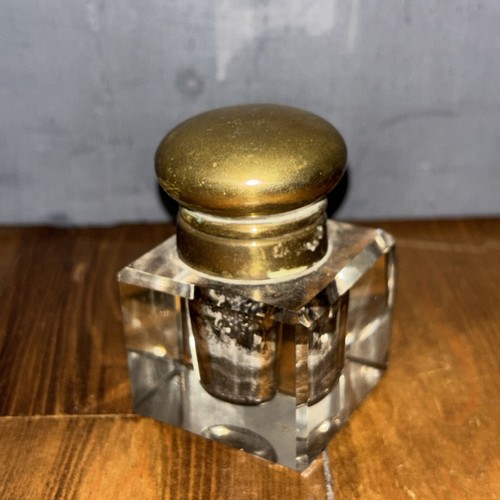 Antique cut glass inkwell - cut,
