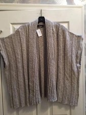 NWT Eskandar One Size Tan Shawl Collar Tabard Cardigan Sweater