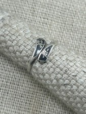 VINTAGE Siam silver niello wrap bypass pinky ring size H 925