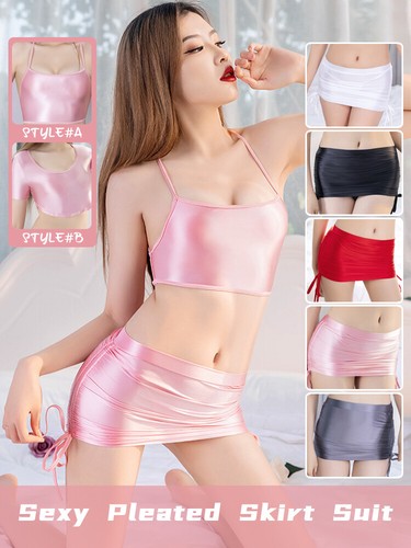 Women sexy glossy skirt mini - glossy,