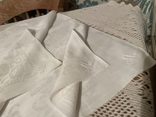 4 Vintage Damask Monogrammed Large Napkins Initial M 