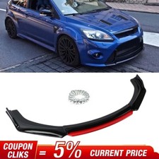 For Ford Focus RS ST Glossy Black + Red Front Bumper Lip Spoiler Splitter Kit BT