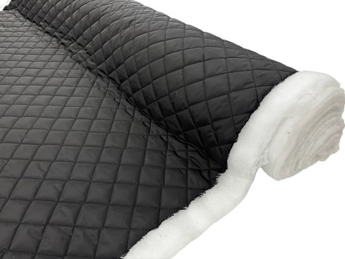 Black quilted fabric diamond - black,