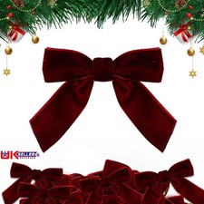 12Pcs Wine Red Velvet Bows