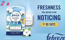 Twin Pack Febreze Ambi Pur 3Volution Air Freshener Plug-In Refill Cotton Fresh 