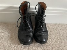 Office Black Heeled Leather Brogue Lace Up Boot Size 3