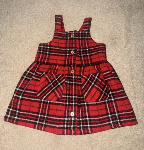 Girls red tartan pinafore - f&f,