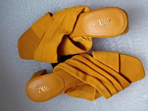 Zara yellow sandals - faux, suede
