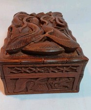 Chinese box Dragon Carved Wooden Box. Antique Chinese Box. 20cm X 13cm