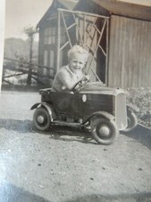 PHOTOGRAPHIC  PORTRAIT  6x8cm  PEDAL CAR  HAPPY BOY  a 