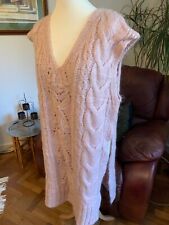 ZARA Ladies Pink Long Sleeveless Wool-Mix Cardigan Size M