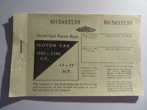 Vintage car fuel - fuel, ration