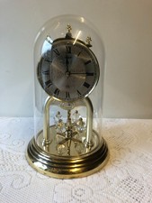  Hermle Quartz Anniversary Domed Clock  Rotating Crystal Pendulum Working