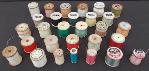 Vintage wooden cotton reels - cotton,